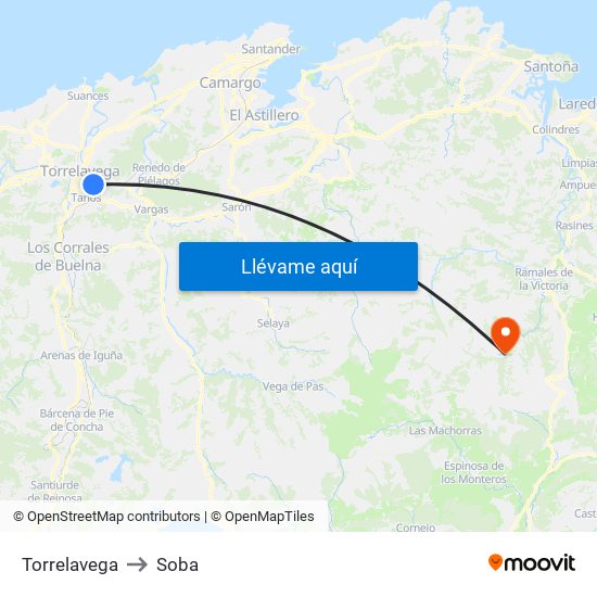 Torrelavega to Soba map