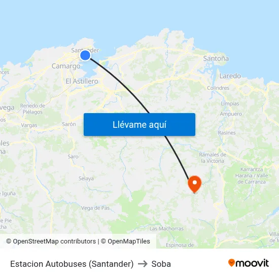 Estacion Autobuses (Santander) to Soba map