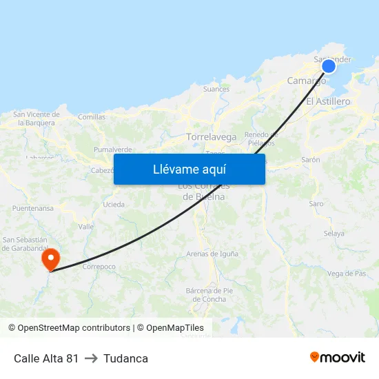 Calle Alta 81 to Tudanca map
