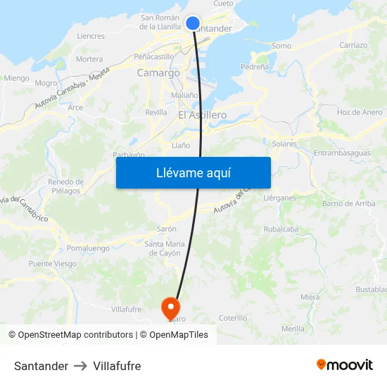 Santander to Villafufre map
