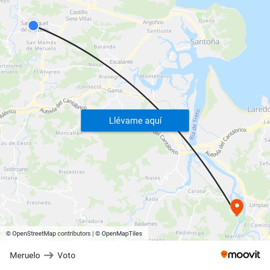Meruelo to Voto map