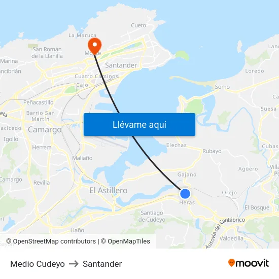 Medio Cudeyo to Santander map