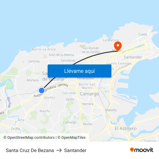 Santa Cruz De Bezana to Santander map