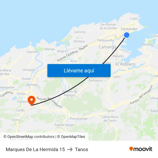 Marques De La Hermida 15 to Tanos map