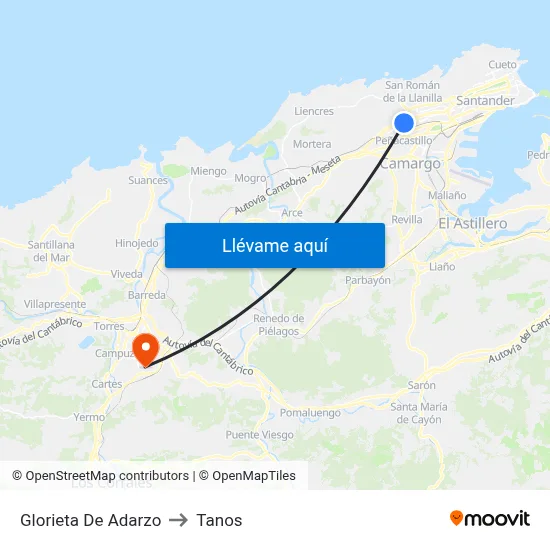 Glorieta De Adarzo to Tanos map