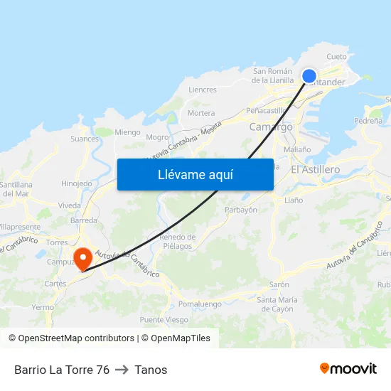 Barrio La Torre 76 to Tanos map