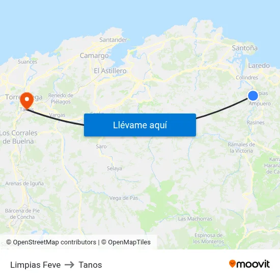 Limpias Feve to Tanos map
