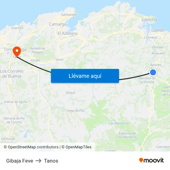 Gibaja Feve to Tanos map