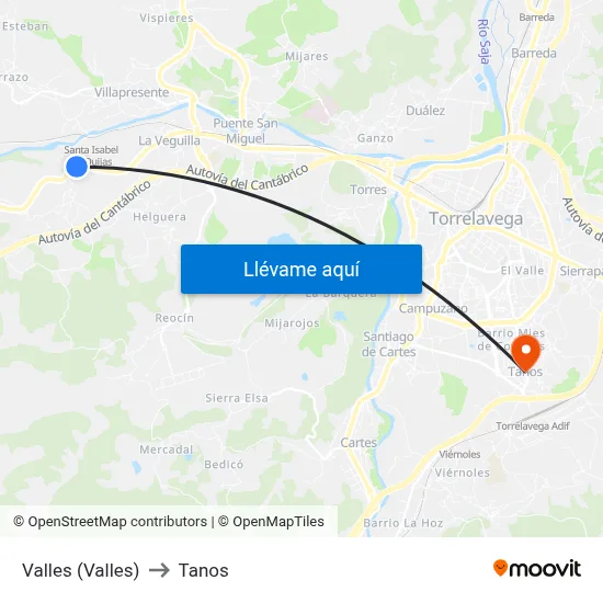 Valles (Valles) to Tanos map
