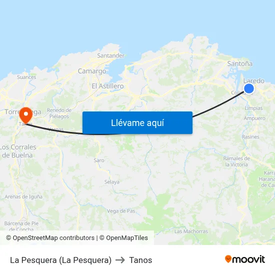 La Pesquera (La Pesquera) to Tanos map