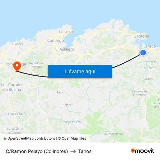 C/Ramon Pelayo (Colindres) to Tanos map