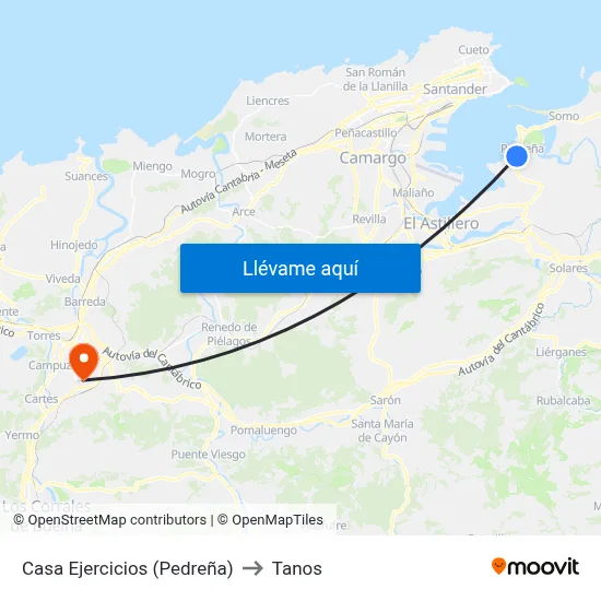 Casa Ejercicios (Pedreña) to Tanos map