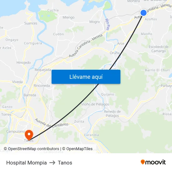 Hospital Mompia to Tanos map
