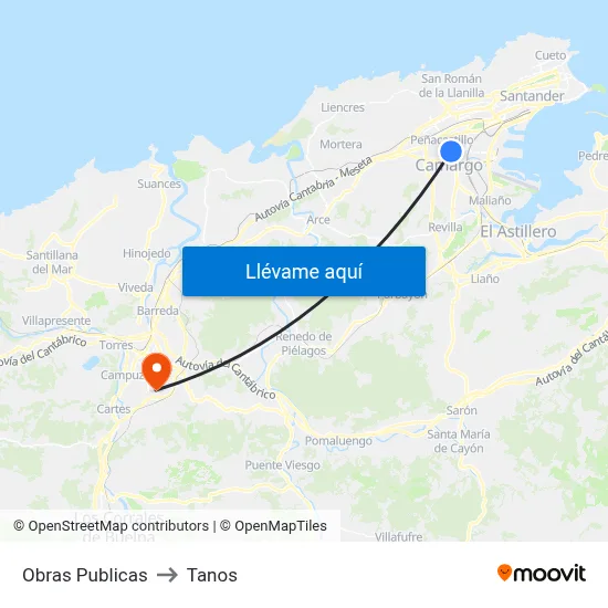 Obras Publicas to Tanos map
