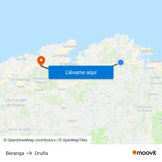 Beranga to Oruña map