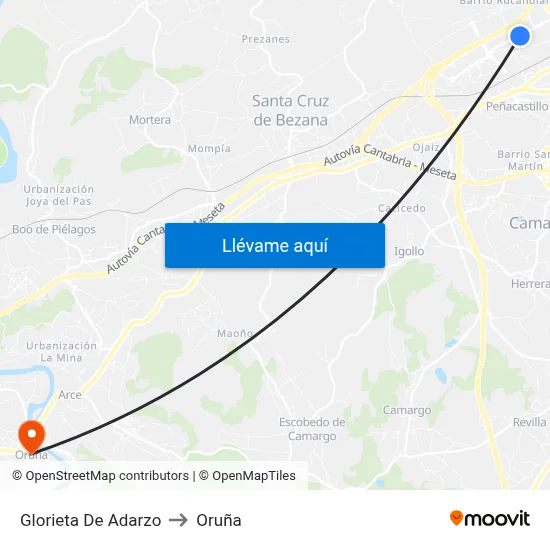 Glorieta De Adarzo to Oruña map