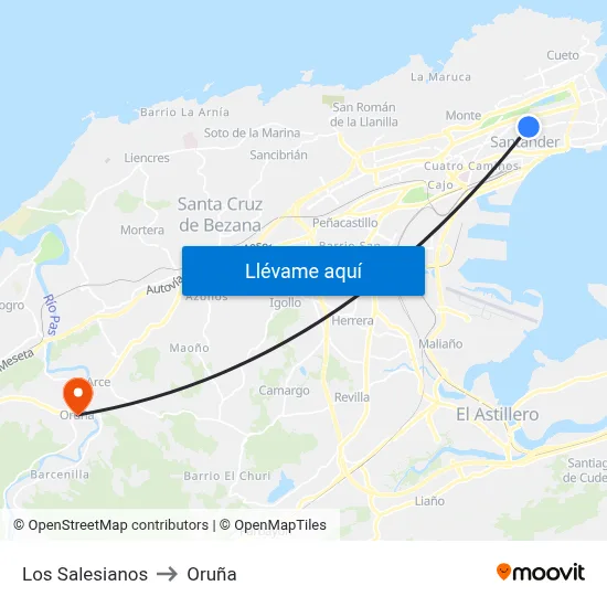 Los Salesianos to Oruña map