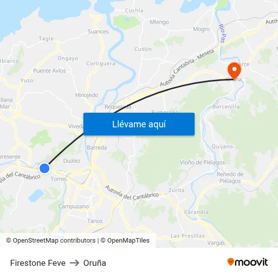Firestone Feve to Oruña map