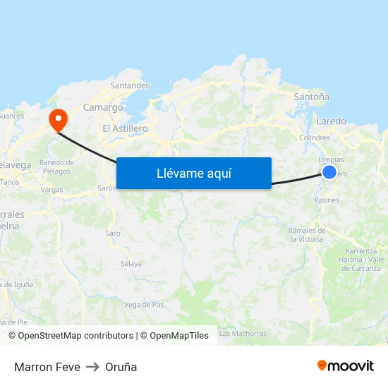 Marron Feve to Oruña map