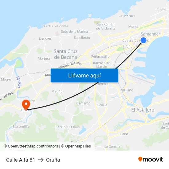 Calle Alta 81 to Oruña map