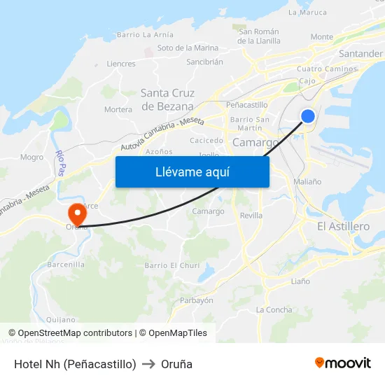 Hotel Nh (Peñacastillo) to Oruña map