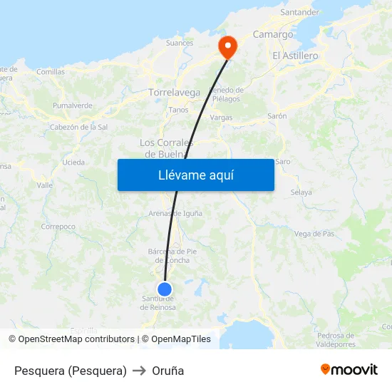 Pesquera (Pesquera) to Oruña map