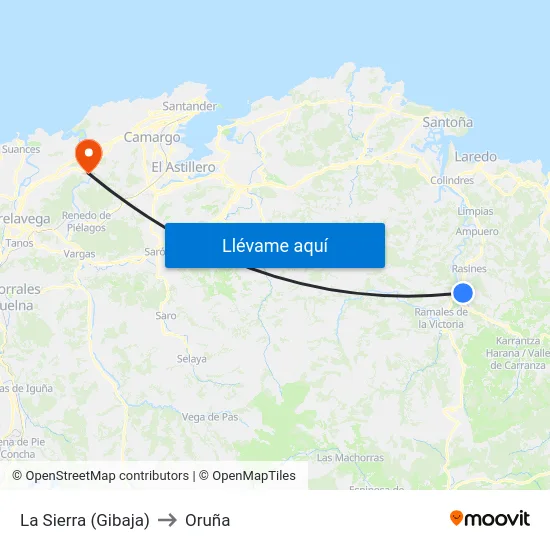 La Sierra (Gibaja) to Oruña map