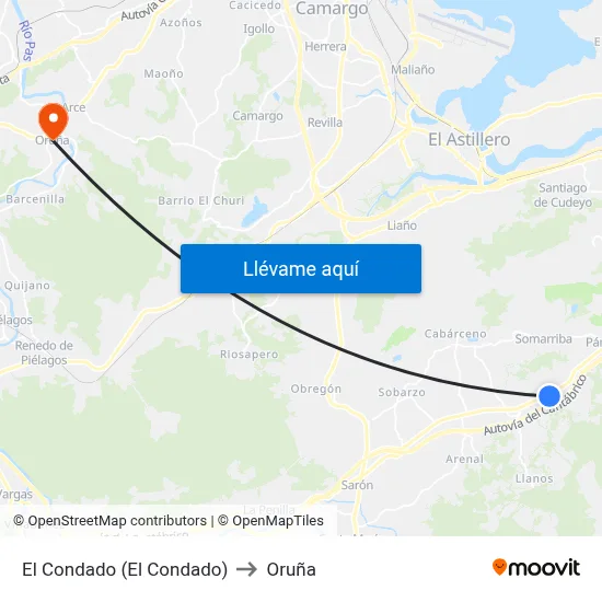 El Condado (El Condado) to Oruña map