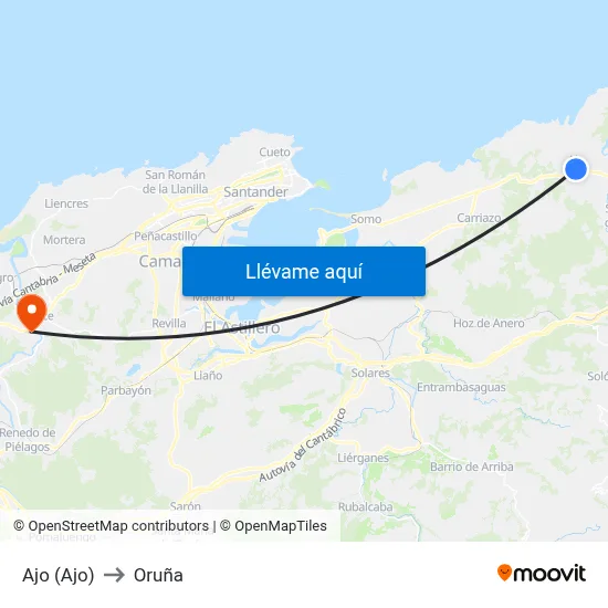 Ajo (Ajo) to Oruña map