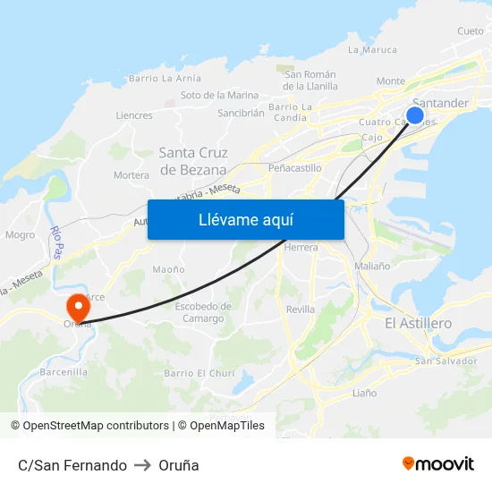 C/San Fernando to Oruña map
