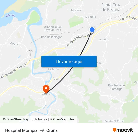 Hospital Mompia to Oruña map