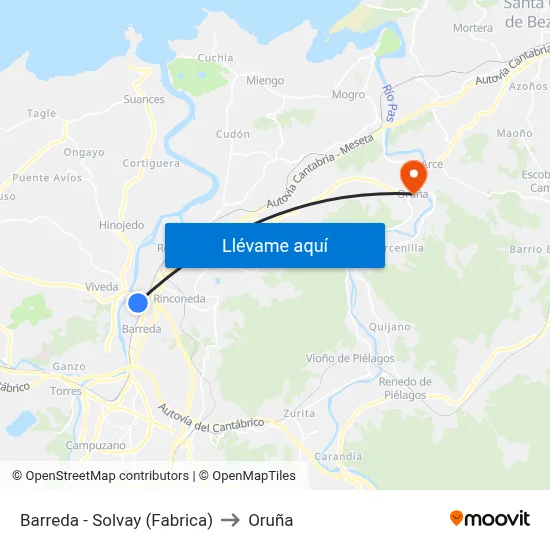 Barreda - Solvay (Fabrica) to Oruña map
