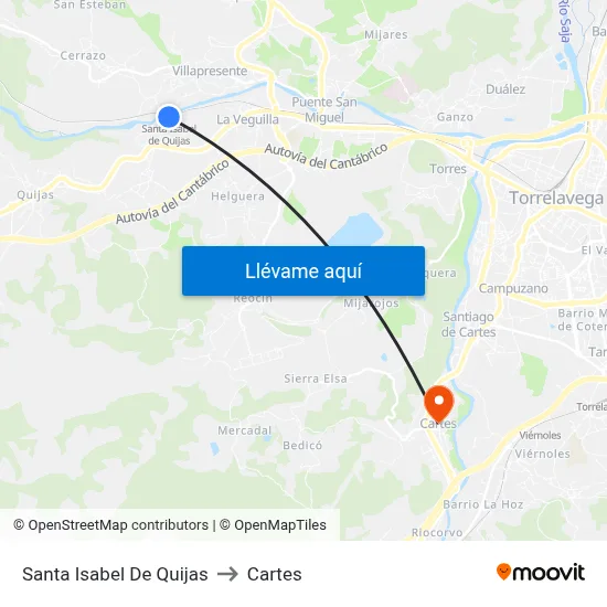 Santa Isabel De Quijas to Cartes map