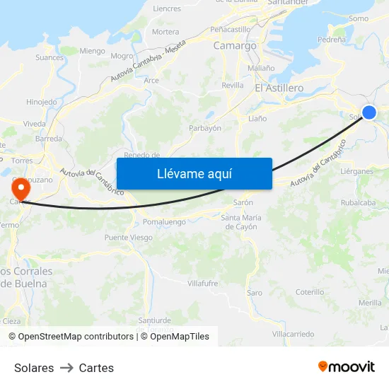 Solares to Cartes map