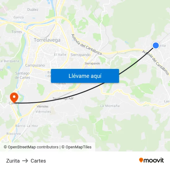 Zurita to Cartes map