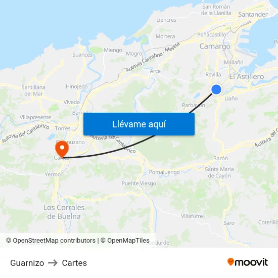 Guarnizo to Cartes map