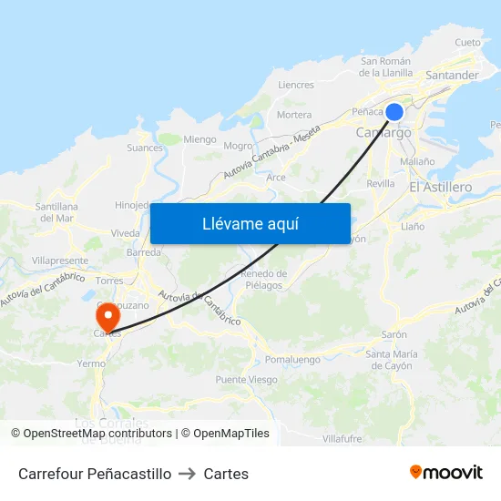 Carrefour Peñacastillo to Cartes map