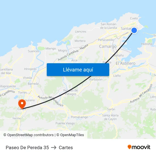 Paseo De Pereda 35 to Cartes map