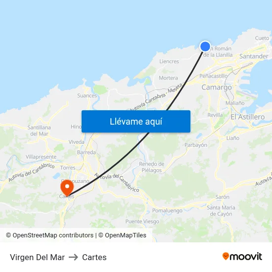 Virgen Del Mar to Cartes map
