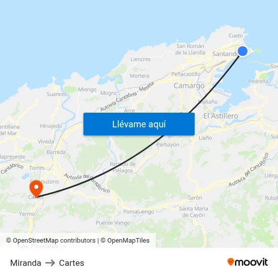 Miranda to Cartes map