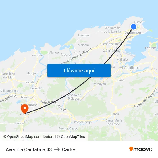 Avenida Cantabria 43 to Cartes map