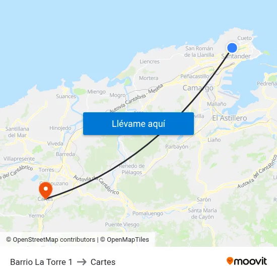 Barrio La Torre 1 to Cartes map