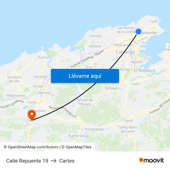 Calle Repuente 19 to Cartes map