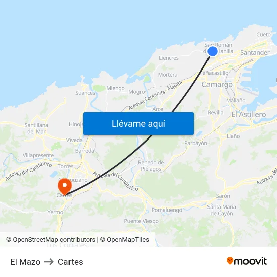 El Mazo to Cartes map