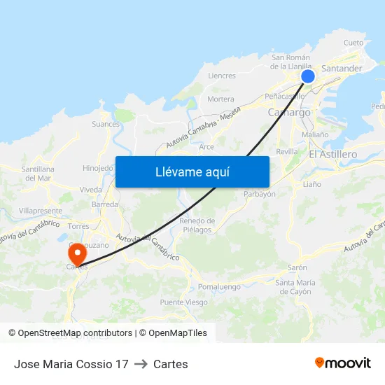 Jose Maria Cossio 17 to Cartes map