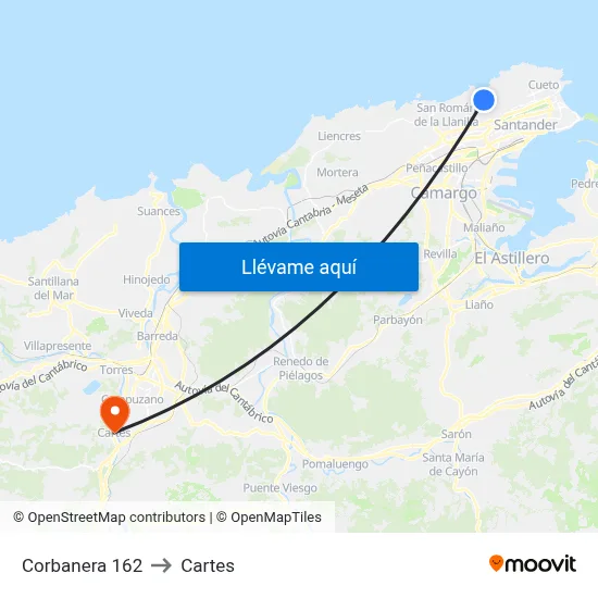 Corbanera 162 to Cartes map