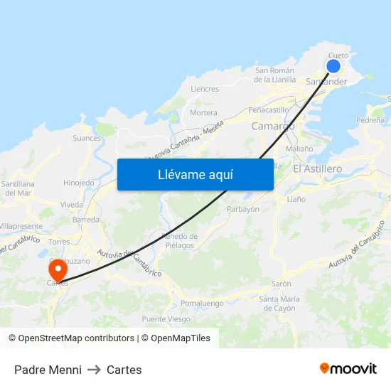 Padre Menni to Cartes map