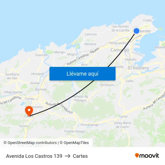 Avenida Los Castros 139 to Cartes map