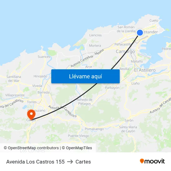 Avenida Los Castros 155 to Cartes map