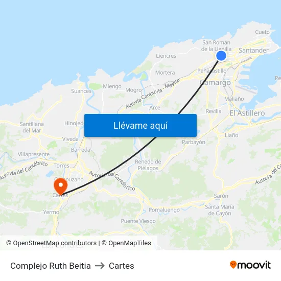Complejo Ruth Beitia to Cartes map